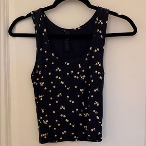 SKIMS Navy Floral Crop Tank Top